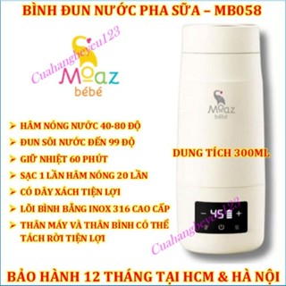 (Mua MB058 Tặng túi vải) Máy đun nước, bình đun nước pha sữa di động Moaz BéBé MB-058
