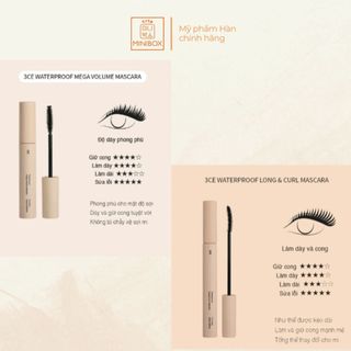 Chuốt Mi 3CE Mascara Waterproof Mega Volume, Long And Curl