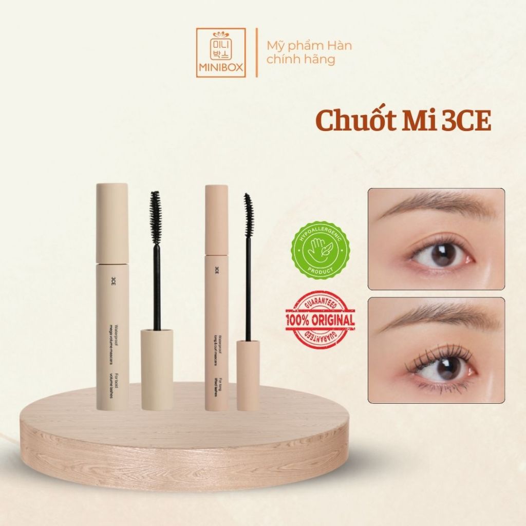 Chuốt Mi 3CE Mascara Waterproof Mega Volume, Long And Curl