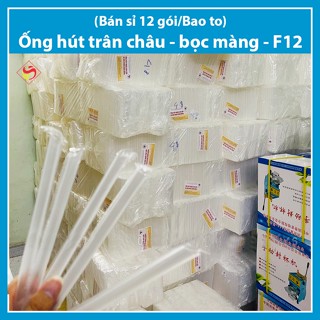 (SỈ 12 gói/bao to) Ống hút trà sữa bọc màng