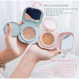 Phấn Nước Laneige Neo Cushion Glow - Matte SPF 46+/PA+++ 15gx2 [Xanh - Hồng] | Phấn Nước Hiệu Ứng Lì Và Căng Bóng