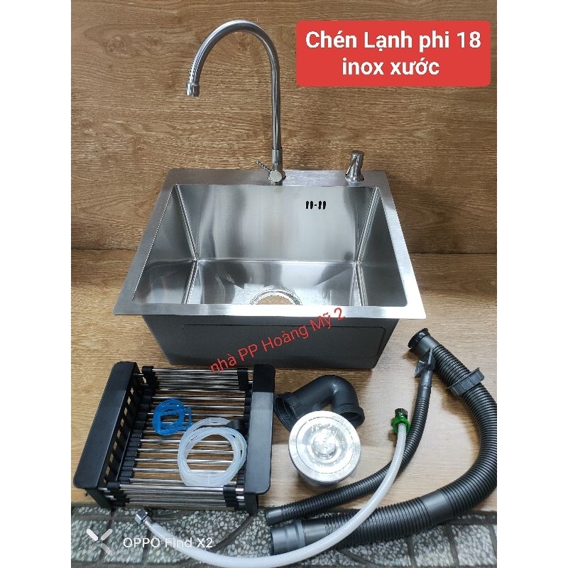 COMBO Chậu rửa chén đúc 50x45cm 1 ngăn đáy vuông inox sus304 có bộ xả chống hôi tuyệt đối