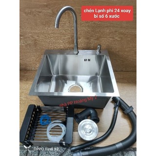 COMBO Chậu rửa chén đúc 50x45cm 1 ngăn đáy vuông inox sus304 có bộ xả chống hôi tuyệt đối
