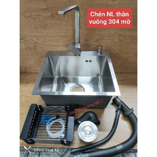 COMBO Chậu rửa chén đúc 50x45cm 1 ngăn đáy vuông inox sus304 có bộ xả chống hôi tuyệt đối