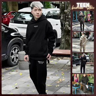  Bộ Nỉ Thể Thao Ét Sential Chất Vải nỉ Chân Cua Hoạ Tiết In Cữ Nổi Phối Quần Form Đứng Chuẩn Hàng QC 