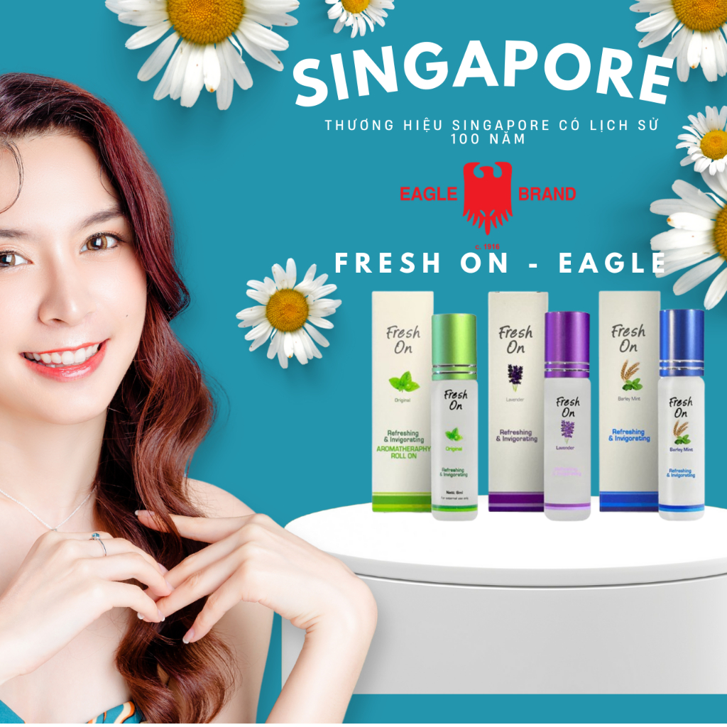 COMBO 2 CÁI Dầu bi lăn Con Ó Fresh On Aromatherapy Roll-On 8ml - chai lăn tiện dụng - dầu lăn con ó