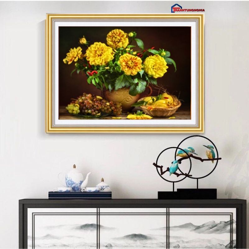 Tranh đính đá bình hoa khoe sắc VS131 DD9746 (60cm x 50cm)