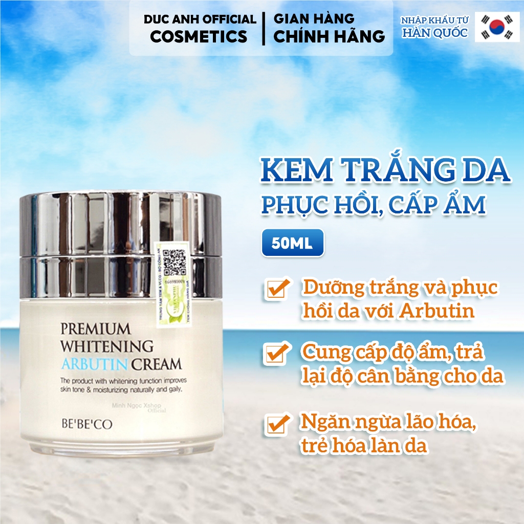 Kem dưỡng trắng Arbutin BEBECO phục hồi da cao cấp, mờ thâm nám, cấp ẩm da 50ml - DA02