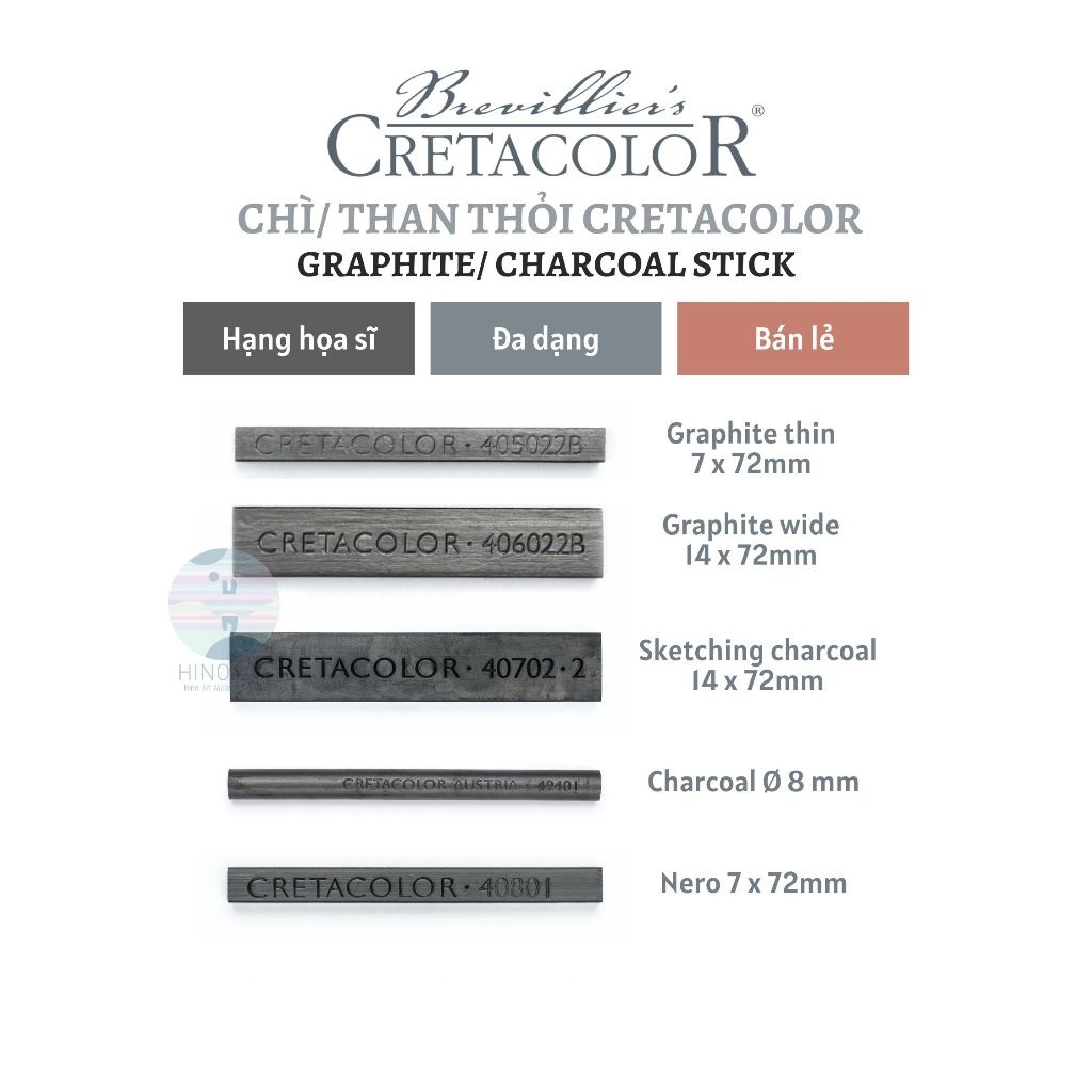 Chì/ than thỏi Cretacolor Graphite/ Charcoal Stick (cây lẻ)