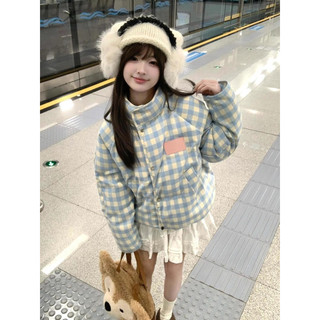 Áo khoác cotton cổ đứng phong cách ngọt ngào cho nữ 2024 mùa đông mới nữ tính dáng rộng dễ thương áo khoác bánh mỳ ấm áp