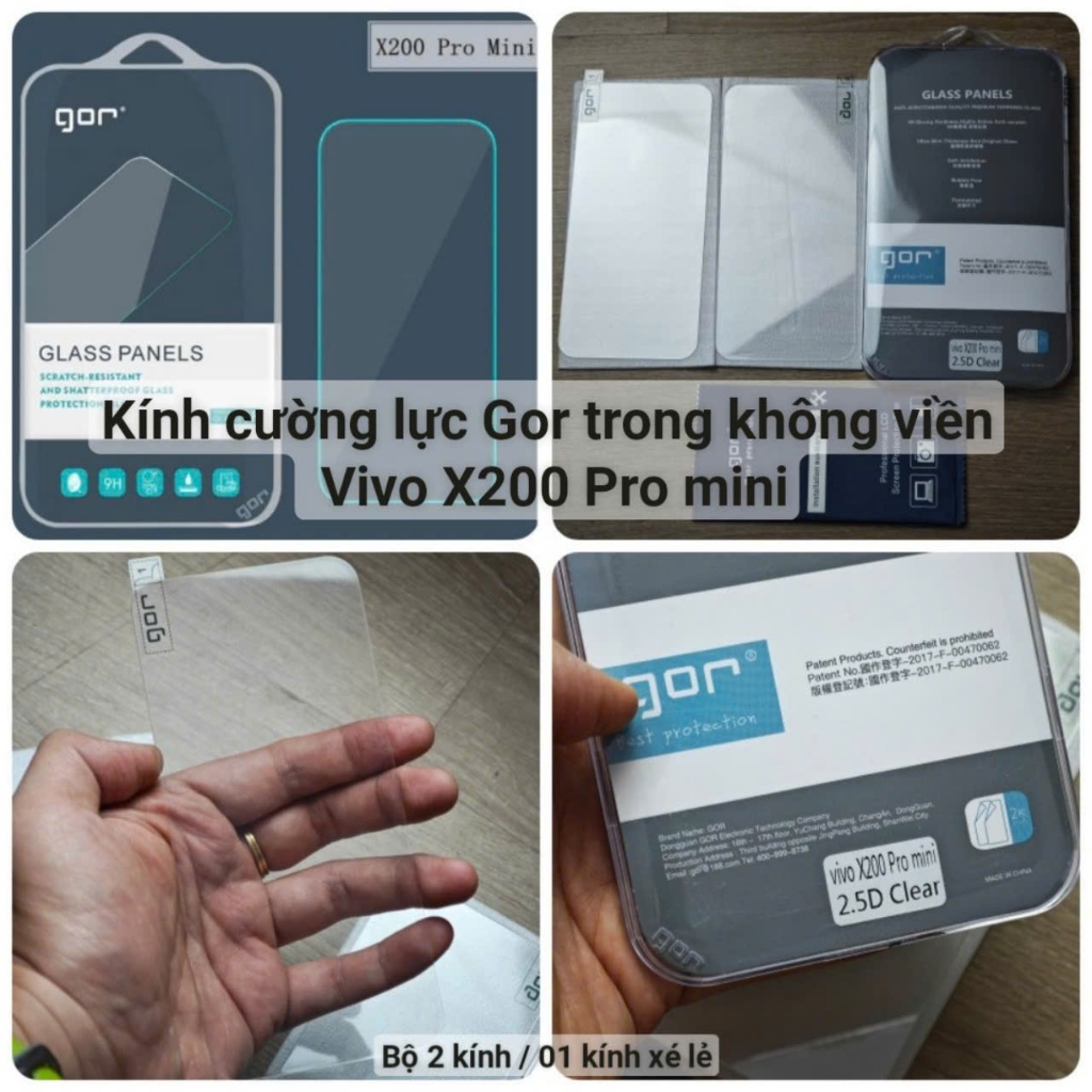 Kính cường lực GOR Vivo X200 Pro mini / X100s trong suốt không viền