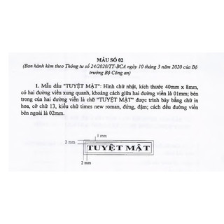 Con dấu "TUYỆT MẬT" (Theo thông tư số 24/2020/TT-BCA )