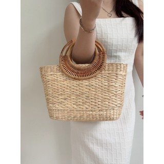 Túi lục bình nong ba quay mây size 35x13xh23/34 cm tay cầm quay mây, đan tay thích hợp với áo dài, đầm maxi, mặc tết (SP