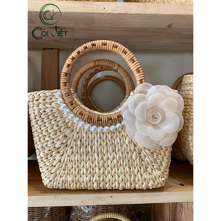 Túi lục bình Cói Việt có lót vải dây đeo chéo