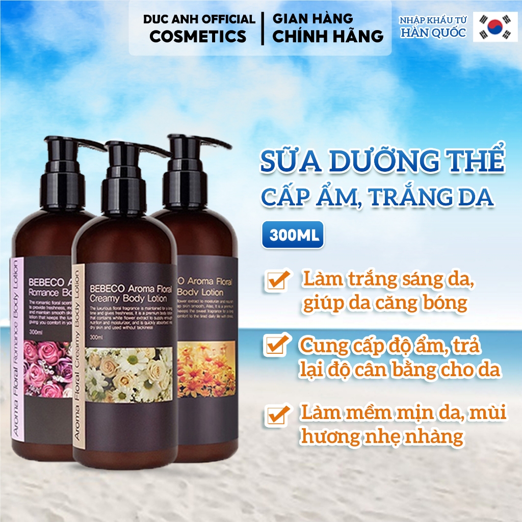 Sữa Dưỡng Thể Sáng Da Hương Nước Hoa Thư Giãn BEBECO AROMA FLORAL BODY LOTION 300ml - DA11
