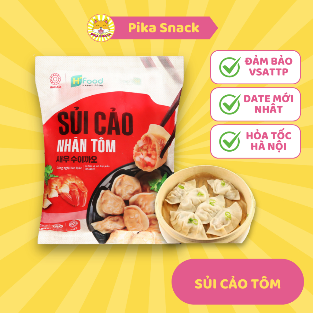 Sủi cảo tôm HFood 500g PIKA SNACK thơm ngon mềm mại đậm vị - Thực Phẩm Hà Nội - SUICAOTOMHF500