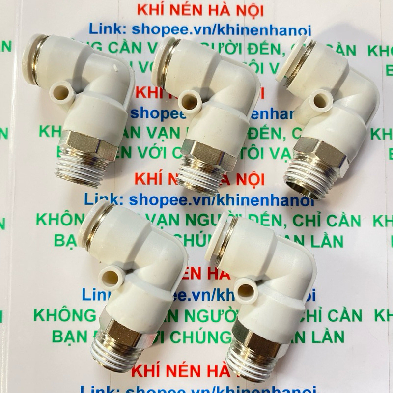 |Hàng Xịn| Đầu Nối Góc Pl Inox Màu Trắng Loại Tốt Ren Ngoài Khí Nén, Phun Sương Giá Sỉ