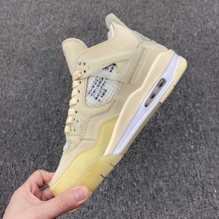 Giày thể thao Jordan 4 màu kem , Giày sneaker JD4 off white màu vàng kem nam nữ full box-bill
