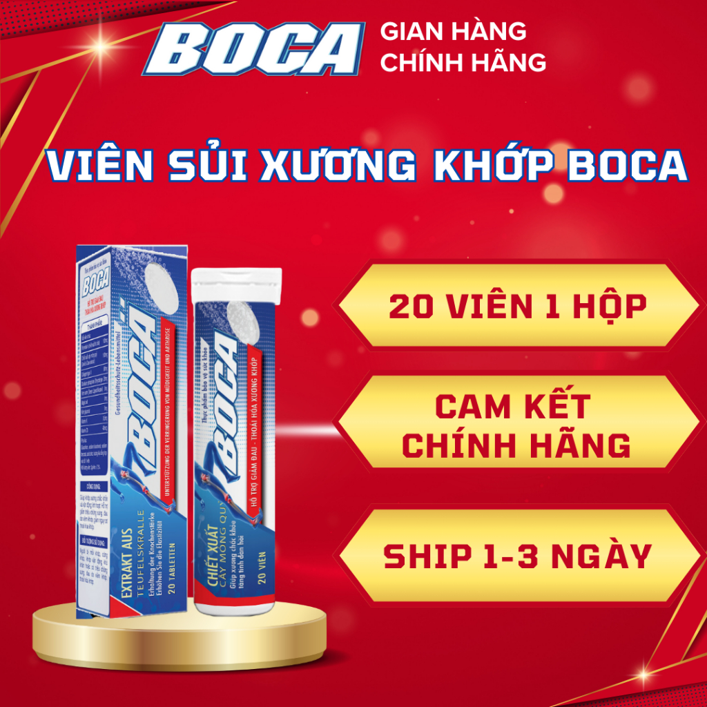 Viên Sủi Xương Khớp BOCA Kiểm Soát Đau Nhức, Ức Chế Enzime, Ngăn Ngừa Thoái Hoá