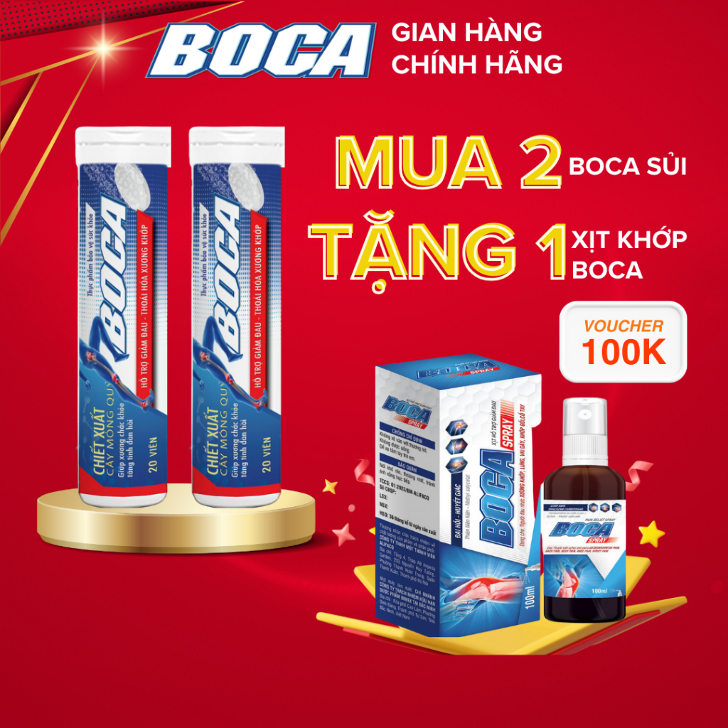 Viên Sủi Xương Khớp BOCA Kiểm Soát Đau Nhức, Ức Chế Enzime, Ngăn Ngừa Thoái Hoá