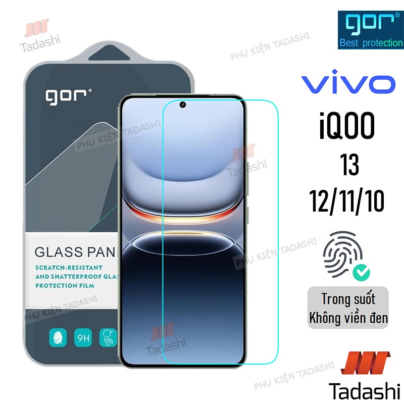 Kính Cường Lực Gor Vivo iQOO 13, iQOO 12, iQOO 11/ 11s, iQOO 10, Neo9s Pro+ Trong Suốt Vuốt Mượt 9H/ Vát 2.5D - Hãng Gor