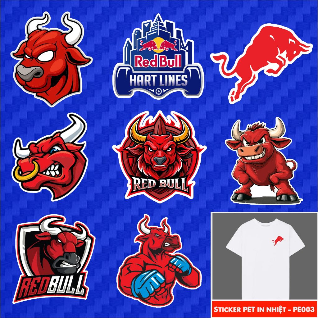 [ PE003 ] Sticker PET in chuyển nhiệt - hình ủi lên vải - nón - áo - quần Red bull Autono1 PE003
