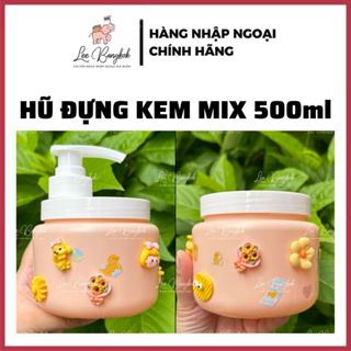 Hũ Đựng Kem Trộn Viên Bột Trắng Da Với Kem - Lotion Vaseline, Alpha Arbutrin Màu Nâu Kèm Charm, Sticker 300ml/500ml