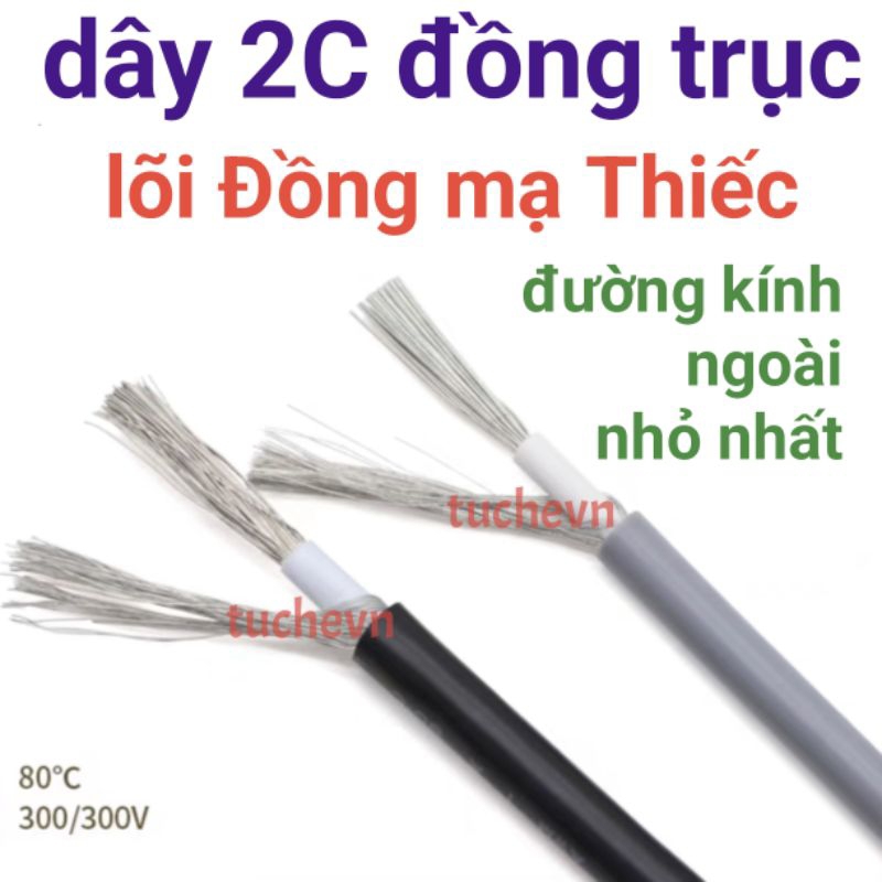 Dây điện đồng trục mềm ĐỒNG mạ Thiếc 18AWG,16AWG,14AWG