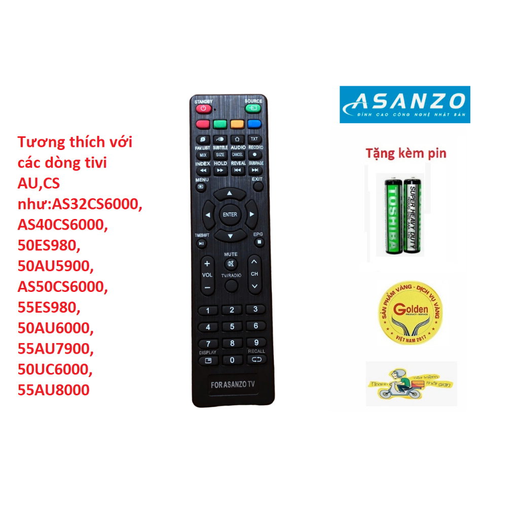 Điều khiển remote từ xa tivi Asanzo 50 inch 50CS6000 AS32CS6000 AS40CS6000 zin theo máy - Tặng pin