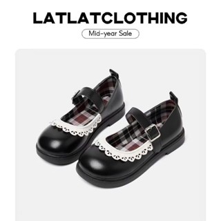 [ MỞ BÁN ] Giày lolita đế thấp viền lót caro dễ thương, quai gài dành cho nữ, giày lolita chất liệu da lì thời trang