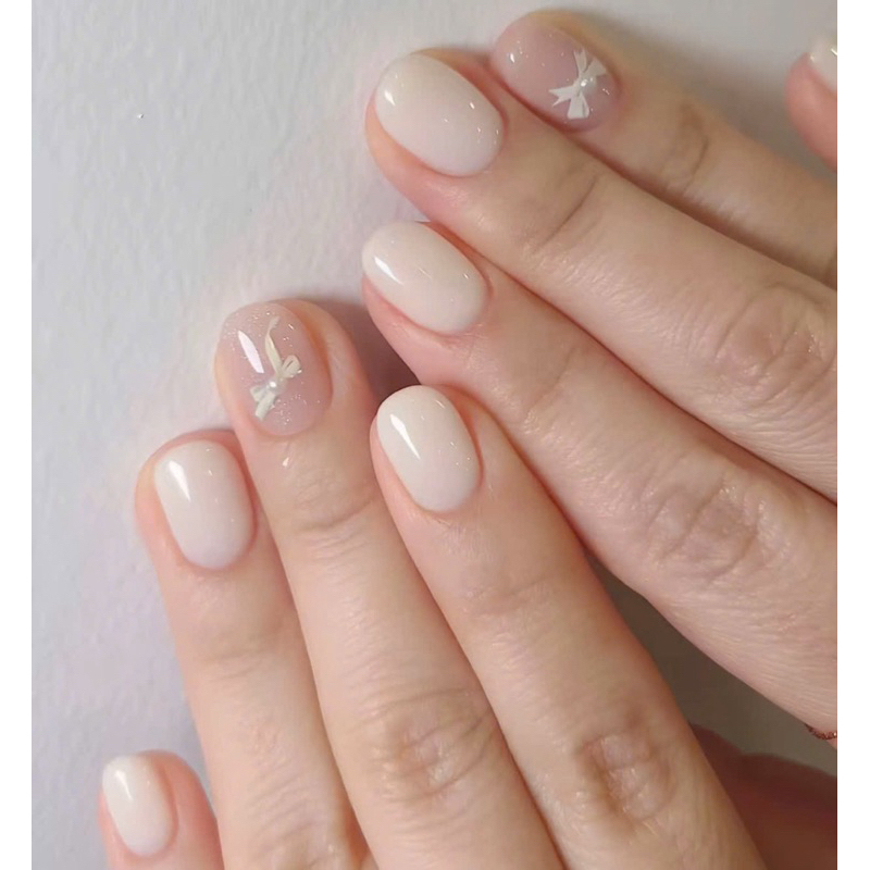 nailbox thiết kế theo tay thạch sữa chua phối nơ
