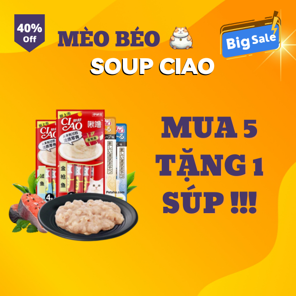 (Mua 5 tặng 1) Súp CIAO Churu dạng kem - Súp thưởng cho mèo gói 4 thanh 12g | meobeo9x