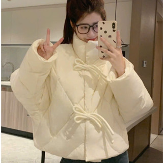 Áo khoác phao dáng ngắn 2 NƠ cài trước ngực siêu xinh hàng QC