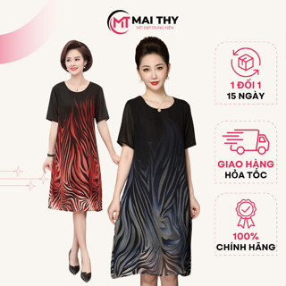  Váy Suông Trung Niên MAI THY D394 Mẫu Đầm Voan Cho Mẹ Cổ Tròn Bigsize Độc Lạ Sang Trọng | Thời Trang Trung Niên U40 