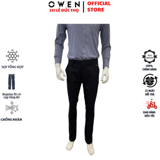 Quần kaki nam OWEN QKSL221558 form slim fit dáng ôm màu đen trơn khaki hàng hiệu Vải Cotton cao cấp mềm mại thấm hút