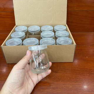 Bộ 12 Hủ thủy tinh nắp nhựa làm sữa chua bánh plan dùng trong gia đình, quán
