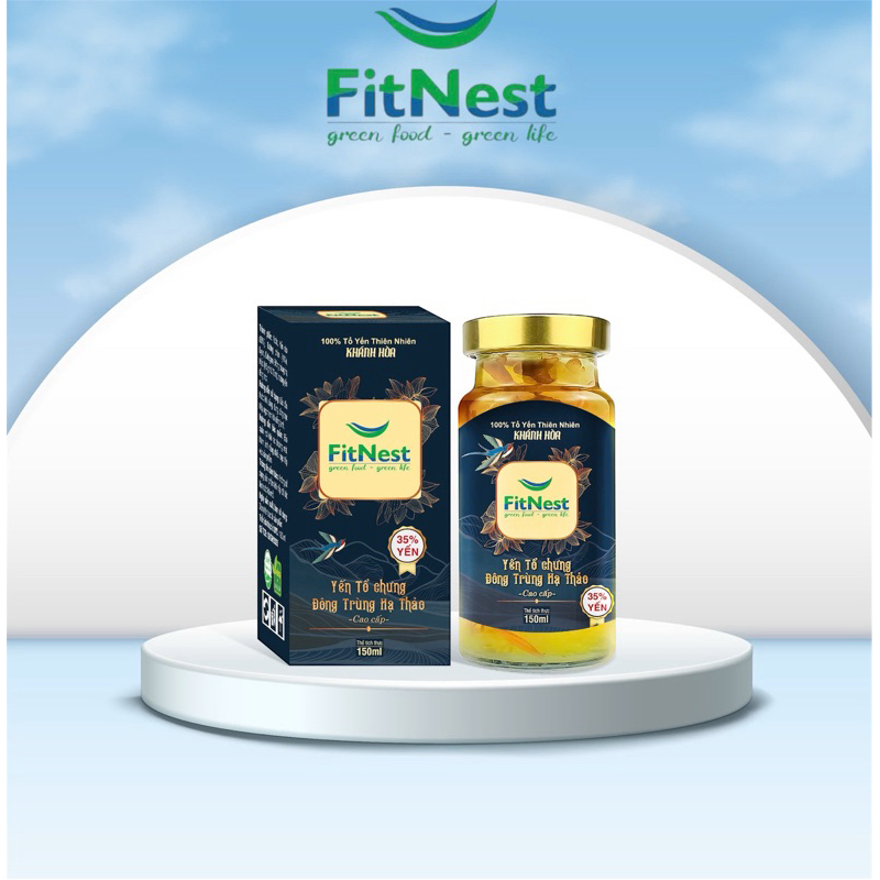 ( combo 10 Lọ CÓ HỘP  )- FitNest Yến Chưng ĐÔNG TRÙNG HẠ THẢO ( 770mg Yến Tươi )- 150ml/lọ - Thực Ph