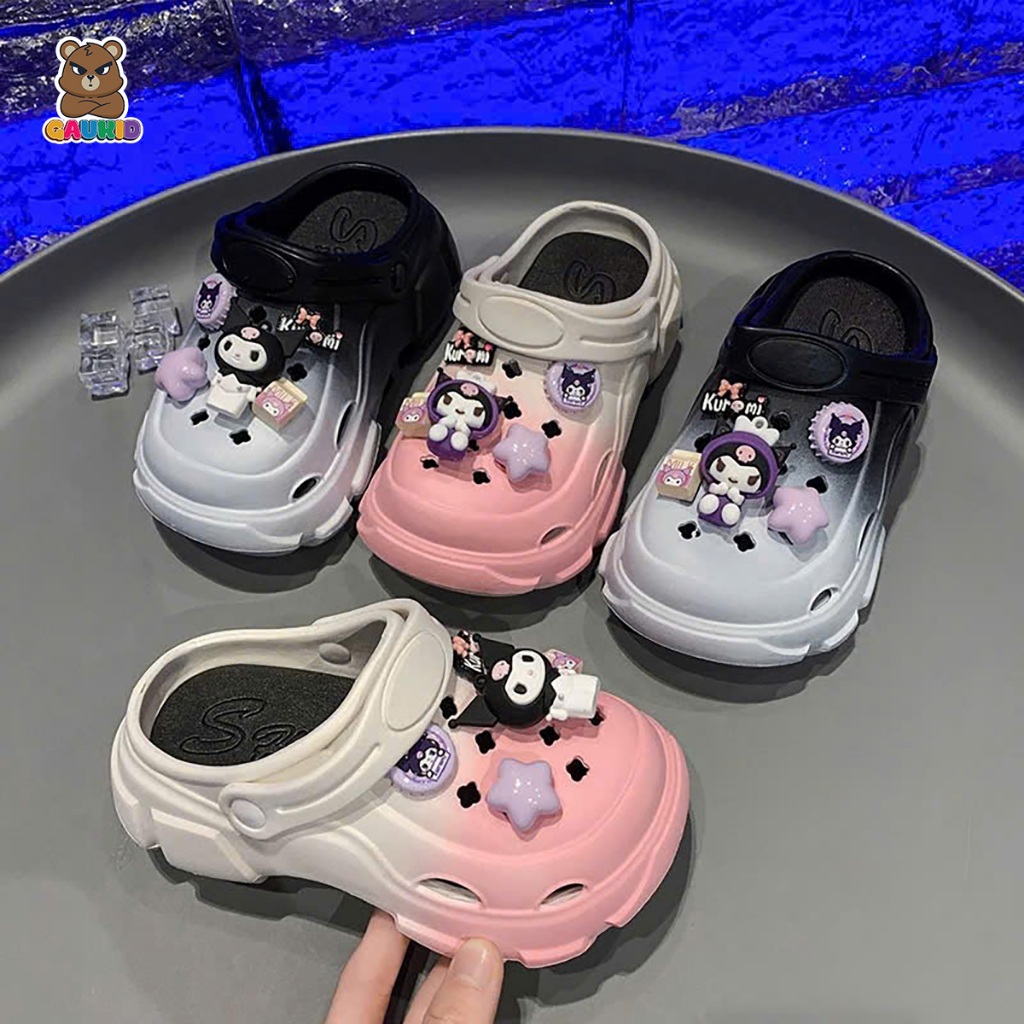  Dép Sục Cross Dép Sandal Đế Cao Kuromi Labubu Cao Cấp Cho Bé Gái 