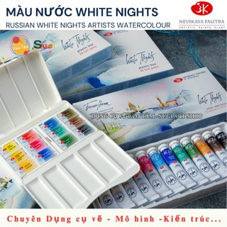 [TÂM TÂM] Màu Nước White Nights 12/24/36 Màu – White Nights Watercolor Hộp Nhựa, Màu Nước Họa Sĩ Cao Cấp