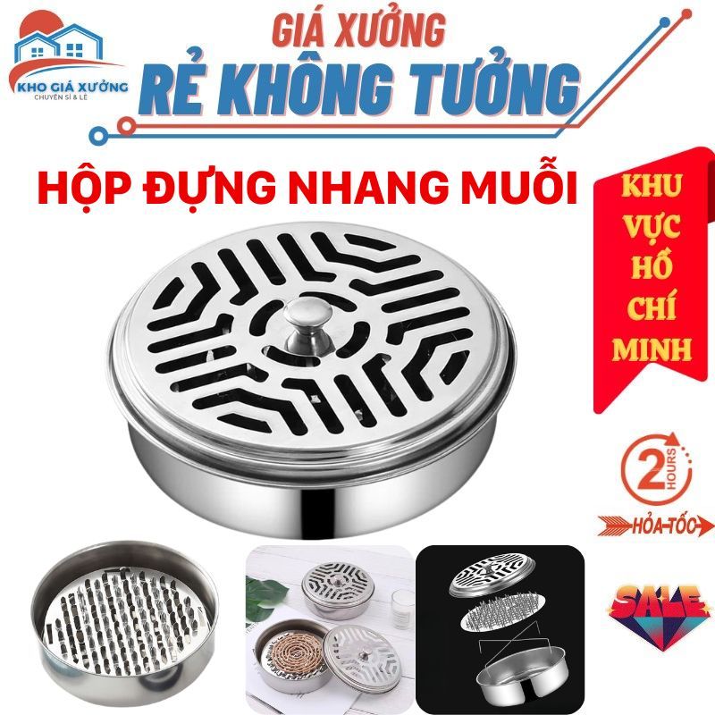 [Giá Xưởng] Hộp đựng nhang muỗi inox có nắp đậy, khay nhang muỗi thép không gỉ để nhang muỗi#