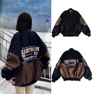 [Ảnh Thật] Áo Khoác Bomber Champions Chất Da Lộn Quảng Châu Form Rộng Tay Bồng Thêu Sắc Nét