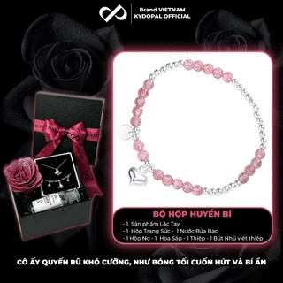  Lắc tay bạc phong thuỷ tự nhiên KYDOPAL đá thạch anh dâu hồng trang sức nữ cao cấp ý 925 - PAL9B7L3 
