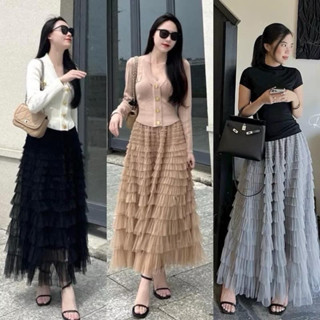 Chân váy tầng lưới dài hàng cao cấp dễ phối đồ