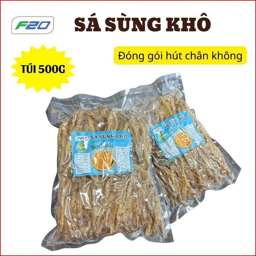 sá sùng khô 500gr size Nhỡ mềm ngọt - sá sùng nấu phở sạch cát loại 1