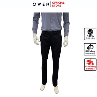 Quần dài kaki nam OWEN QKSL221558 khaki công sở cao cấp màu đen trơn dáng ôm Vải Cotton mềm mại co giãn