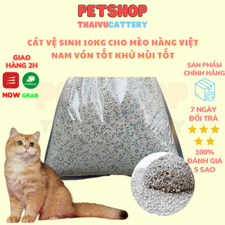  Cát đất sét vệ sinh 10kg 20kg cho mèo  hamster hàng chất lượng cao có than hoạt tính vón tốt khử mùi tốt Thaivucattery 