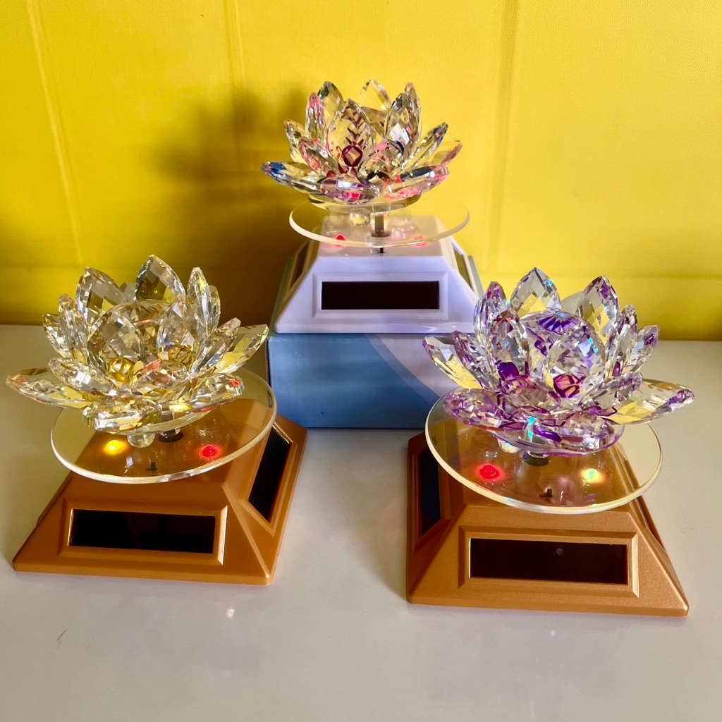 Hoa sen Pha Lê phong thủy trang trí bàn Phật - HS001