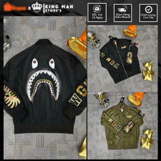 áo khoác bomber mc cá mập họa tiết thêu -áo khoác gió bomber nam nữ QC