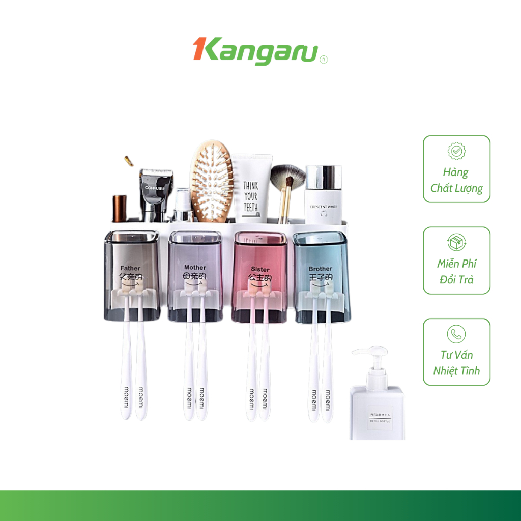 Kệ Để Bàn Chải Nhả Kem Đánh Răng 4 Cốc Đa Năng Thiết Kế Thông Minh Tiện Lợi Sử Dụng (TVQ Store)