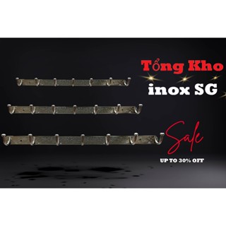 [Tổng Kho Inox SG] Móc treo tường inox, móc treo quần áo gắn tường inox từ 6 đến 10 mấu (tặng vít + tắc kê)